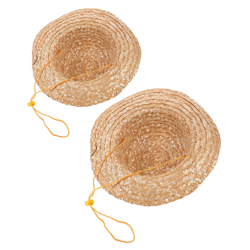 Kids Outdoor Hat - 2Pcs Kids Straw Hat Natural Color