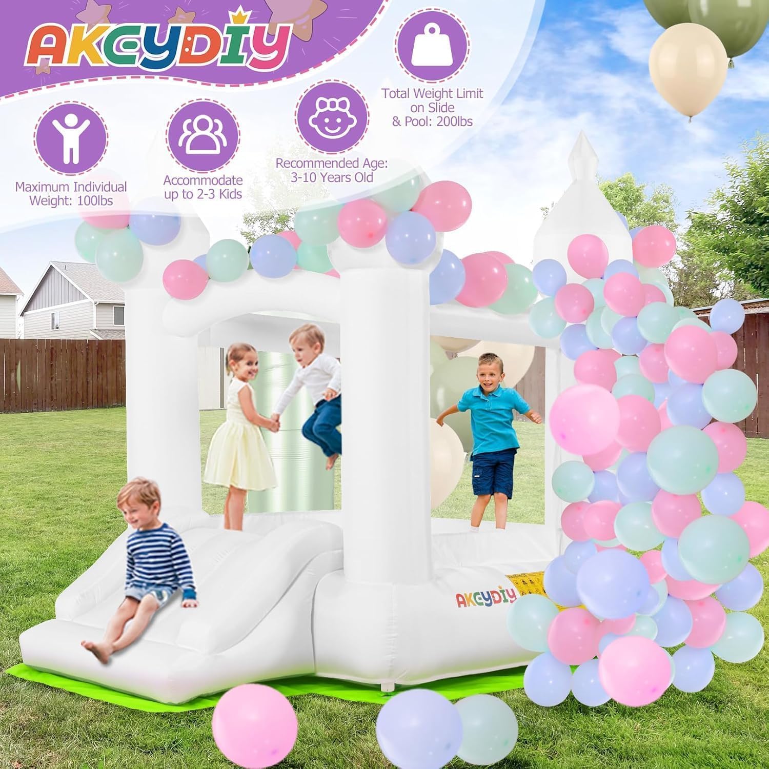 White Bounce House Indoor Outd - огляд і ціна Kids Outdoor Bounce House