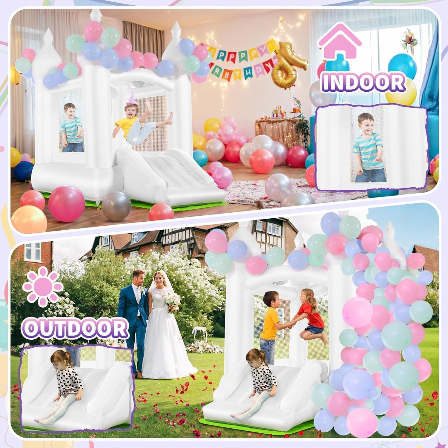 White Bounce House Indoor Outd - огляд і ціна Kids Outdoor Bounce House