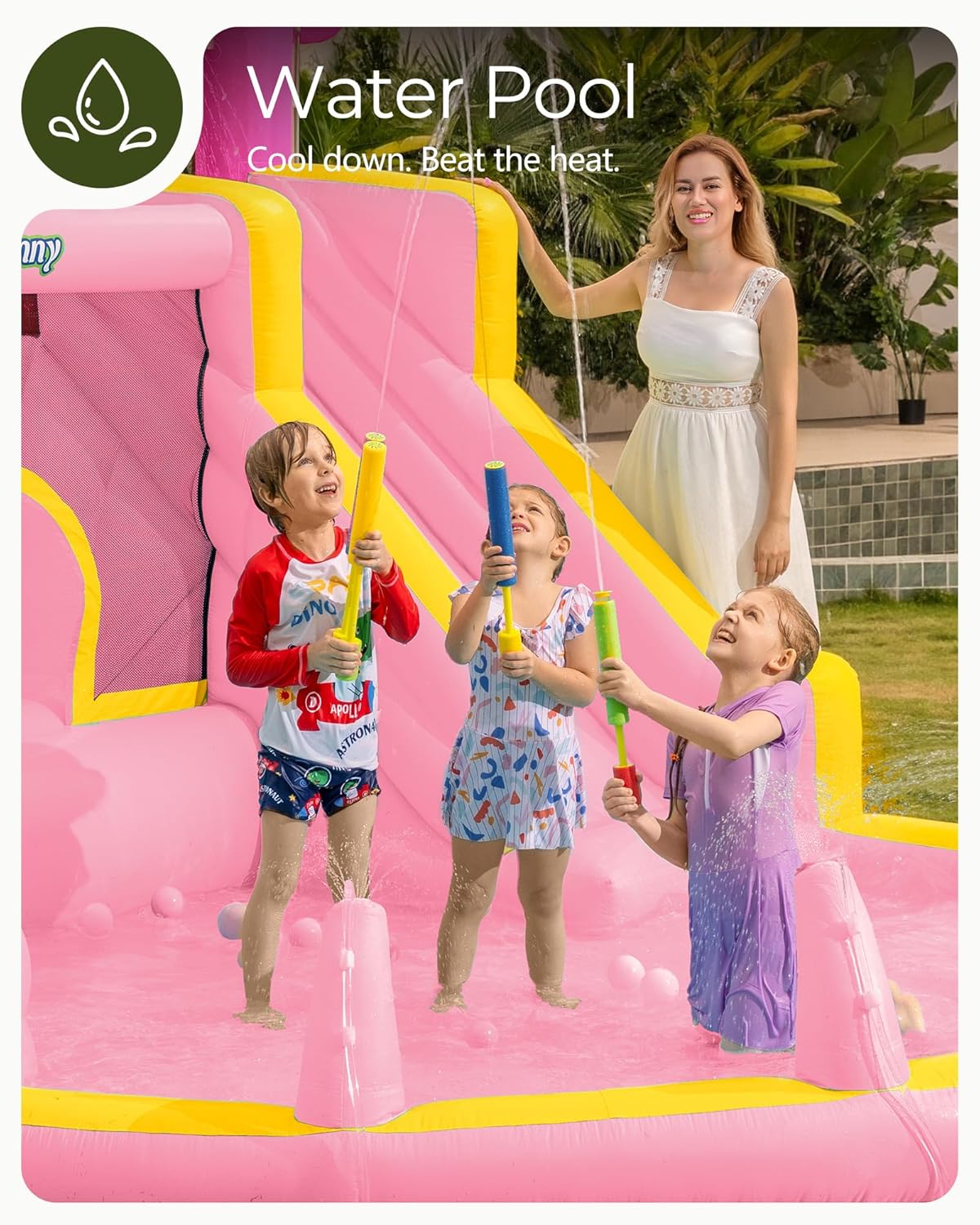 Pink Inflatable Water Slide Bo - огляд і ціна Kids Outdoor Bounce House