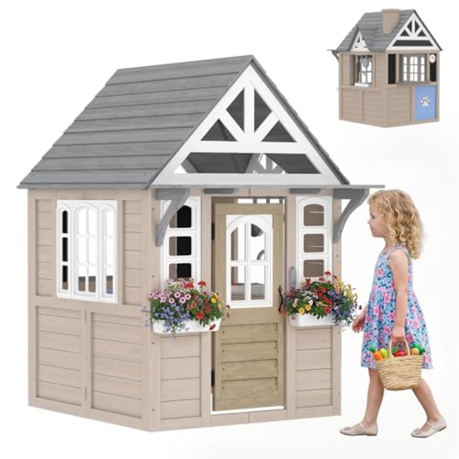 Outdoor wooden playhouse for k - огляд і ціна Kids Outdoor Wooden Playhouse