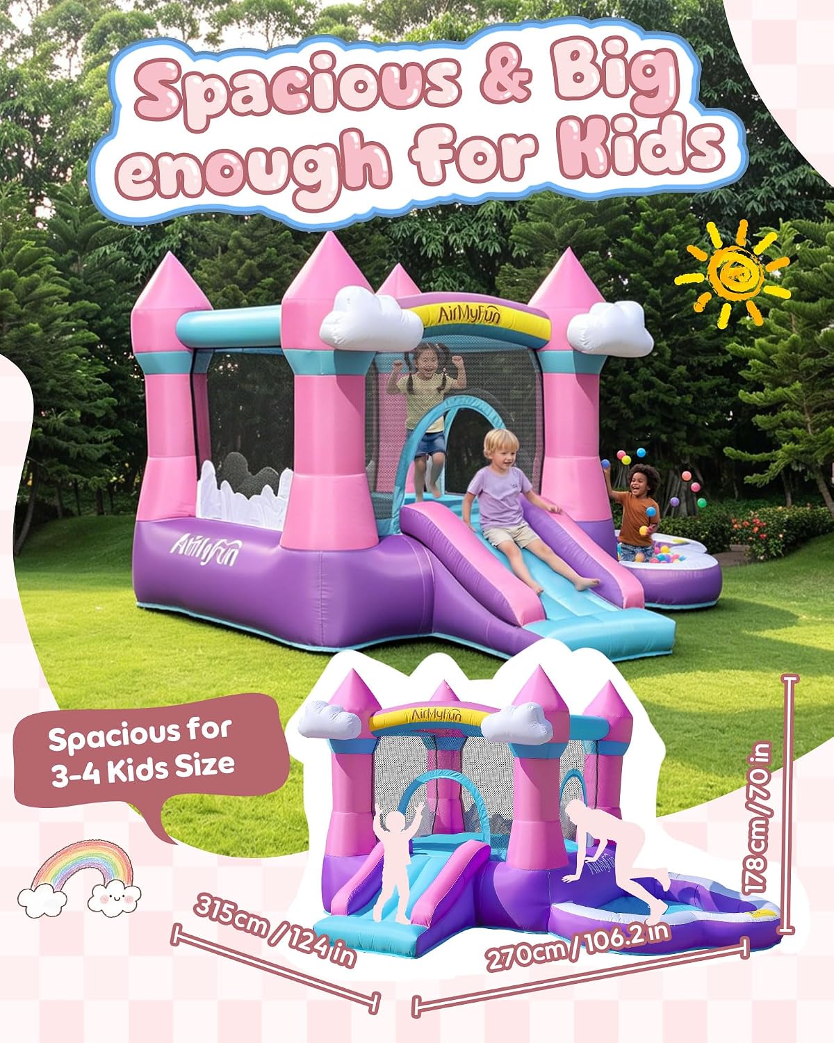 Pink Indoor/Outdoor Inflatable - огляд і ціна Kids Outdoor Bounce House