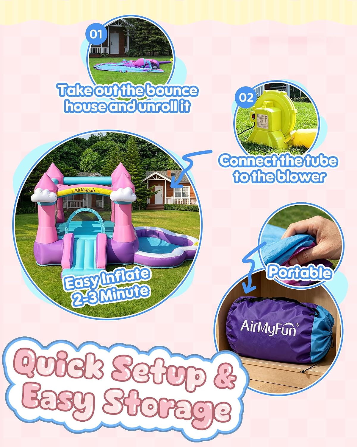 Pink Indoor/Outdoor Inflatable - огляд і ціна Kids Outdoor Bounce House