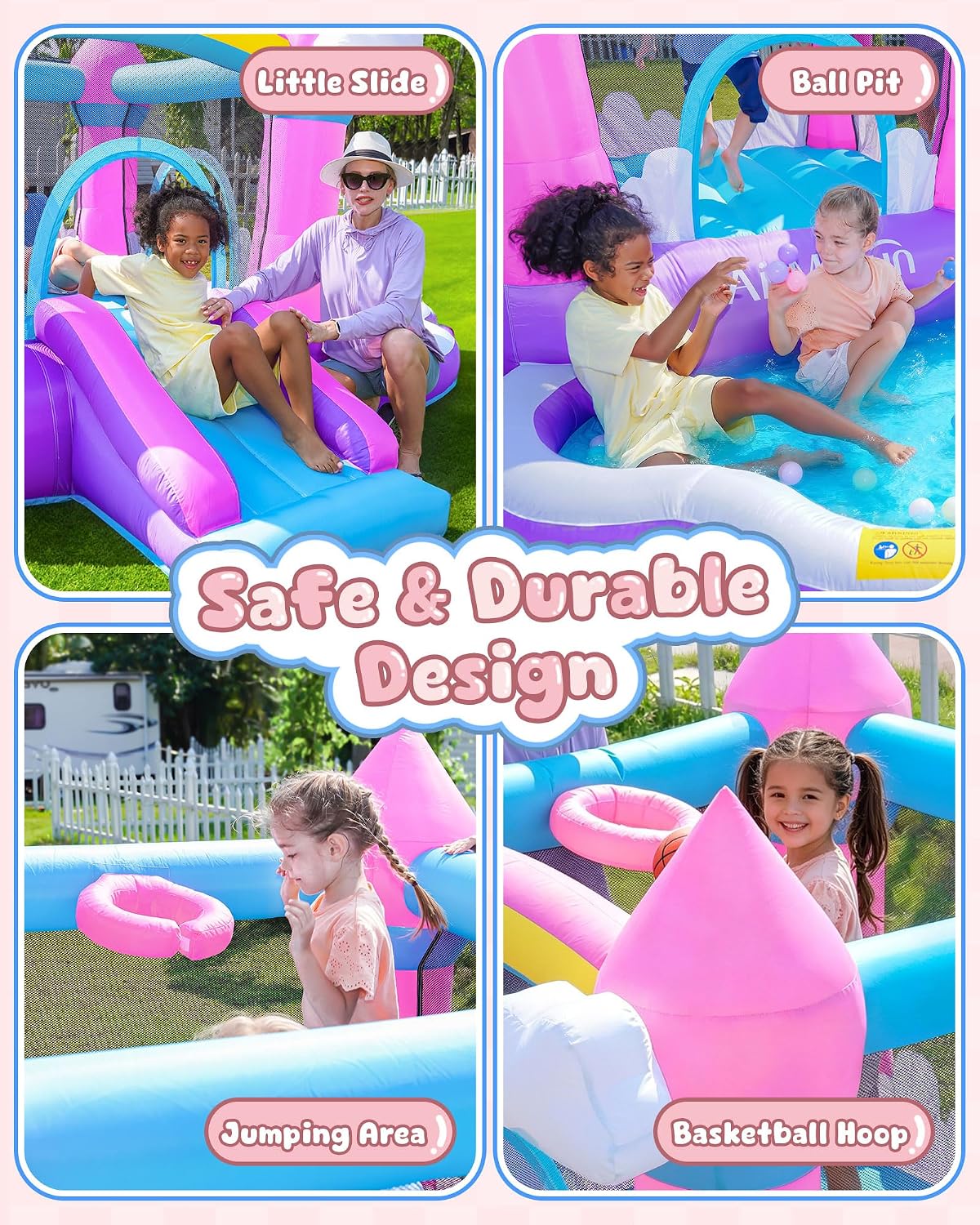 Pink Indoor/Outdoor Inflatable - огляд і ціна Kids Outdoor Bounce House