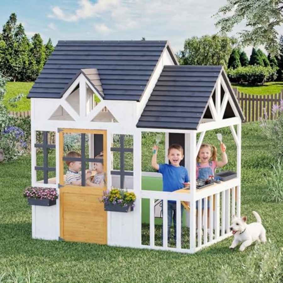 Outdoor Wooden Play House For  - огляд і ціна Kids Outdoor Wooden Playhouse